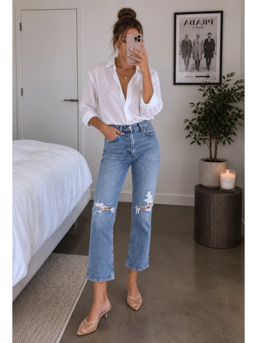AGOLDE Wilder Mid Rise Straight Jeans 25 Whiplash Distressed $198